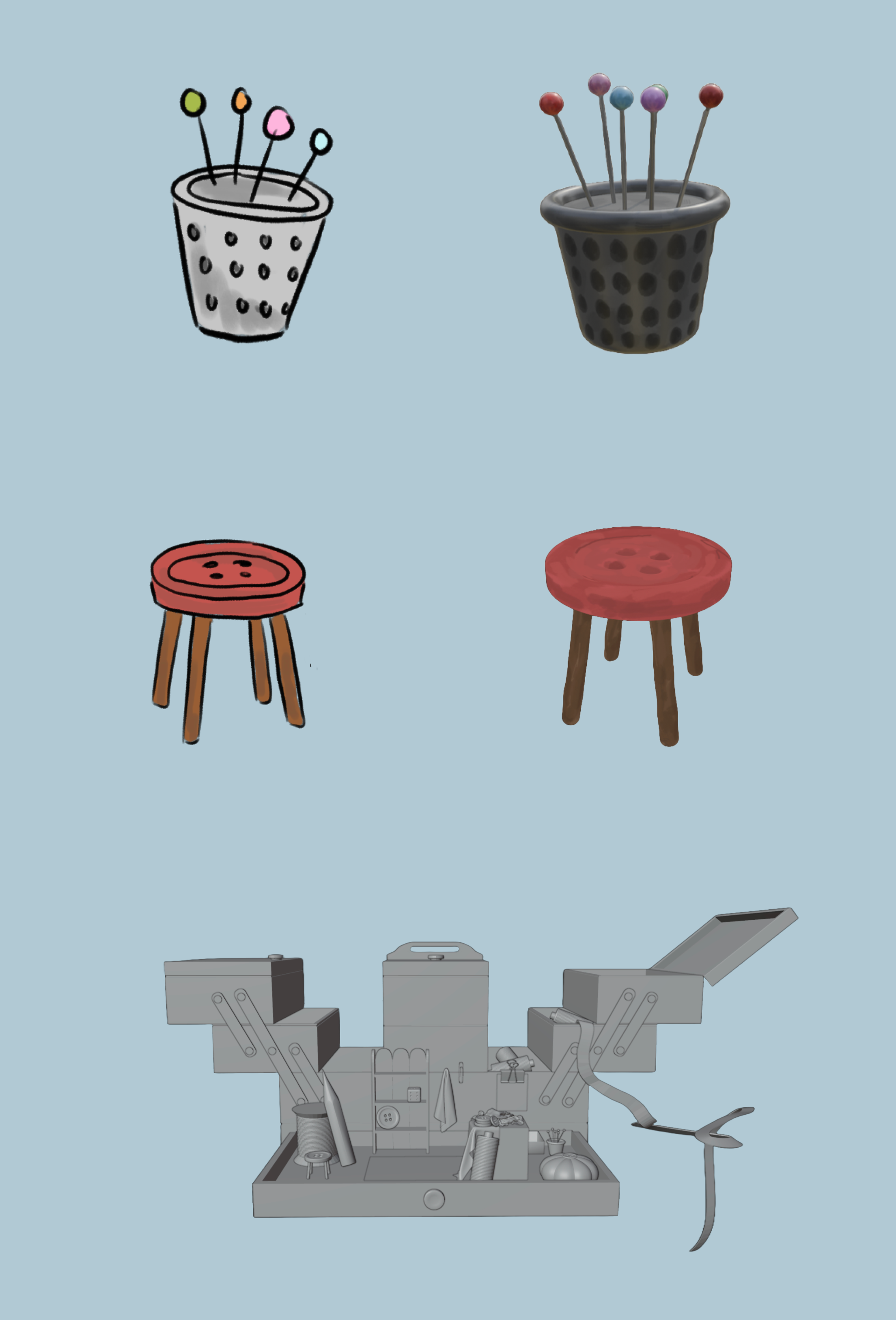 Sewing Box Möbel Render